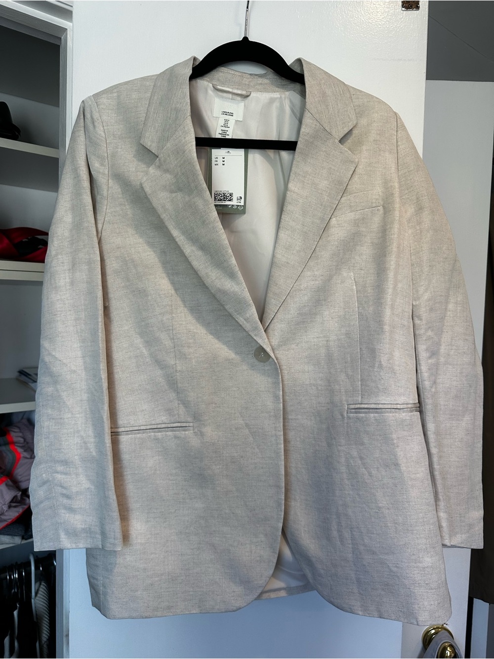 Womens Light Beige Single-Button Blazer